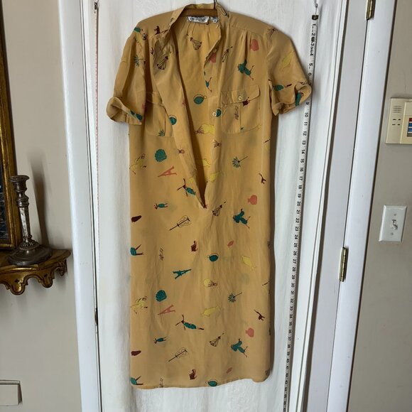 Vintage Parisian Print Silk Shirt Dress - Picture 4 of 8